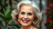 Smiling elegant lady in her sixties exuding grace and charm.